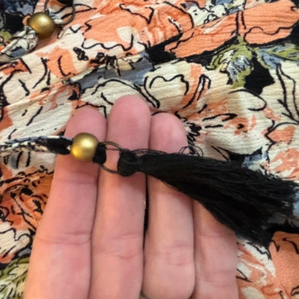 Angie Festival Floral Romper Crochet Lace Trim‎ Bell Sleeve Off Shoulder M Boho - Picture 13 of 16